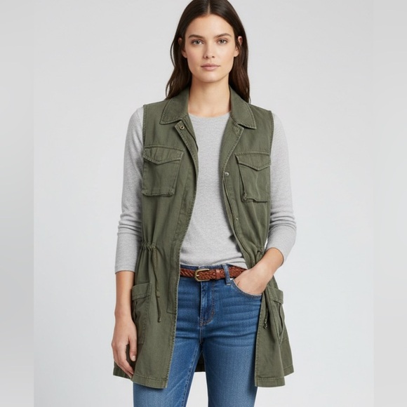 a new day Jackets & Blazers - A New Day Utility Vest Size Small Lyocell Olive Green
